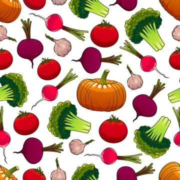 Healthy ripe vegetables seamless pattern Stock Illustration