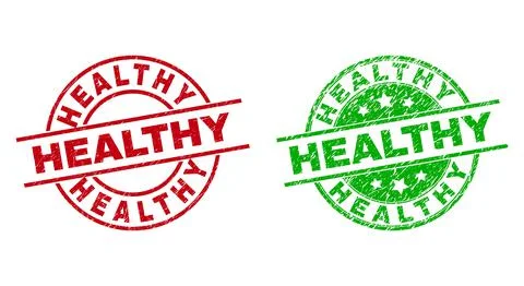 HEALTHY Round Stamps Using Unclean Surface Stock Illustration