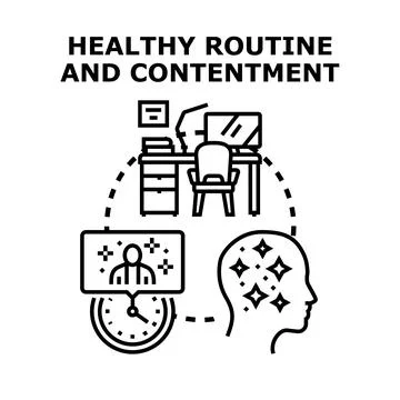 Healthy routine and work life balance leading to contentment イラスト素材