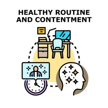 Healthy routine and work life balance leading to contentment Stockillustratie