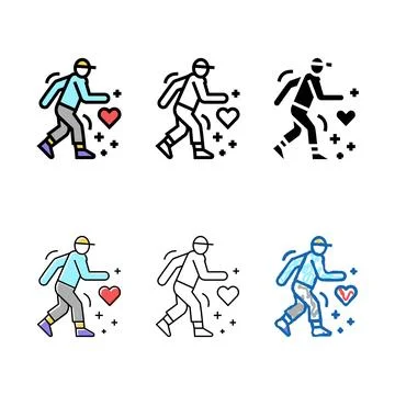 Healthy running color icon vector styleset sign Stock Illustration