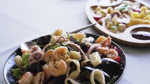 Healthy seafood Video stock 146575379