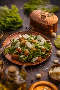 Healthy simple Caesar salad Stock Photos