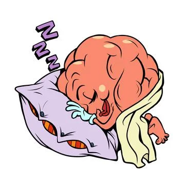 Healthy sleep in bed human brain character, smart wise Stock Illustration