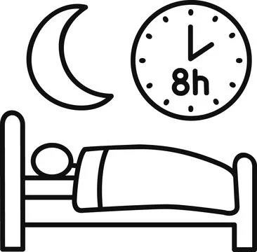 Healthy Sleep Time Bed Clock Icon Stock Illustration