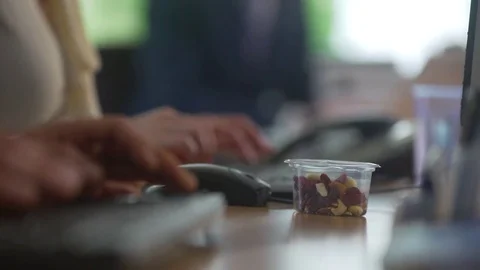 Healthy Snack at Desk Stock Footage 78282751