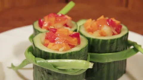 Healthy snack of fresh vegetables. Stock Footage 72660176