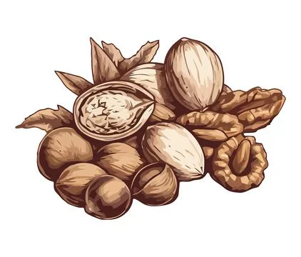 Healthy snack nutshell and nuts mix Stock Illustration