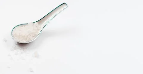 Healthy spa concept spoon with bath salt Stock Photos