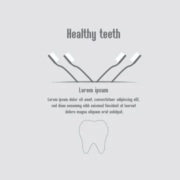 Healthy teeth background with text, teeth and toothbrushes. Stock Illustration