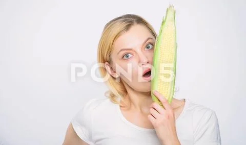 Healthy teeth. hunger. agriculture and cultivation. corn crop. vitamin and Stock Photos