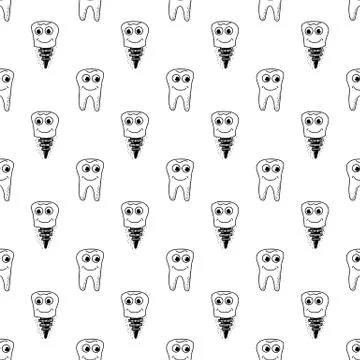Healthy Teeth Seamless Pattern. Human Molar Illustrazione stock