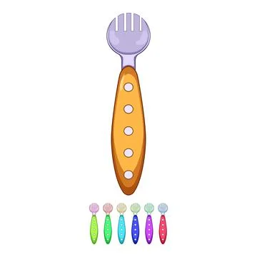 Healthy toddler fork cartoon vector graphic Stock Illustration