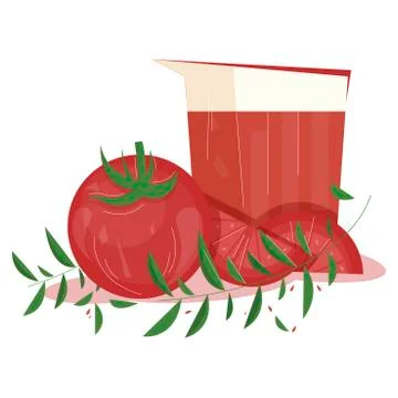 Healthy tomato juice flat illustration Stock Illustration