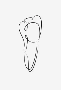 Healthy tooth linear style Stock Illustration