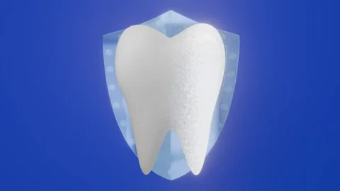 Healthy Tooth Protected by Digital Shield, Dental Care 库存影片 340429989