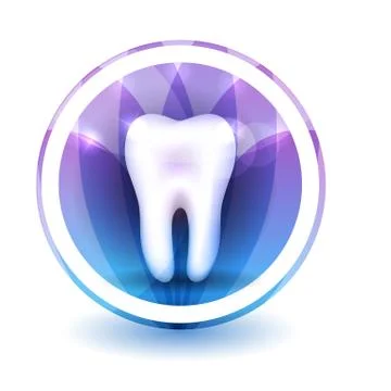 Healthy tooth Sign, round shape colorful overlay flower petals at the backgro Illustrazione stock