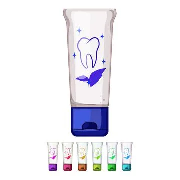 Healthy toothpaste cartoon vector graphic sign color Illustrazione stock