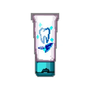 Healthy toothpaste pixel art vector illustration sign color Stock Illustration