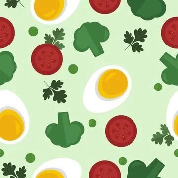 Healthy vector seamless food pattern Stock Illustration