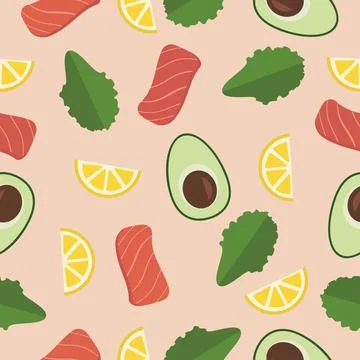 Healthy vector seamless food pattern Stock Illustration