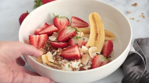 Healthy vegan banana split Stock Footage 234777694