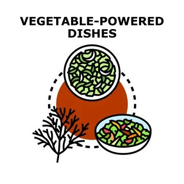 Healthy vegetable powered dishes concept vector illustration Stock Illustration