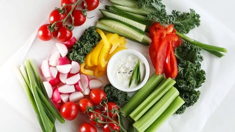 Healthy vegetable snacks  Stock Footage 96485070
