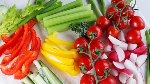 Healthy vegetable snacks  Stock Footage 96485097