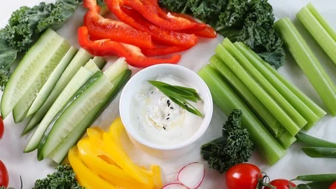 Healthy vegetable snacks  Stock Footage 96485125