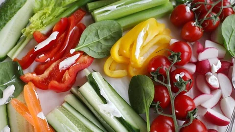 Healthy vegetable snacks  Stock Footage 96485141