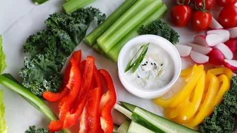 Healthy vegetable snacks  Stock Footage 96809743