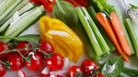 Healthy vegetable snacks  Stock Footage 96809945