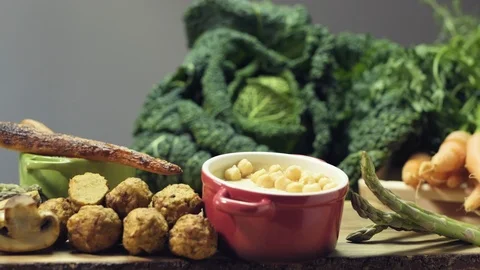Healthy, vegetarian snacks Stock Footage 125819574