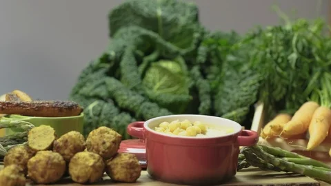 Healthy, vegetarian snacks Stock Footage 125820698