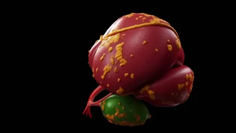 Healthy vs Fatty Liver 3D Medical Animation Comparison. Stock Footage 336482042