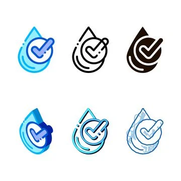 Healthy water drop vector sign thin line icon multipack Stock Illustration