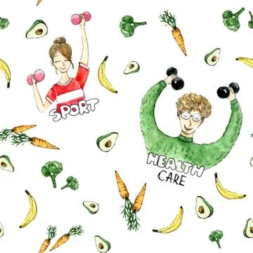 Healthy way of life pattern Stock Illustration
