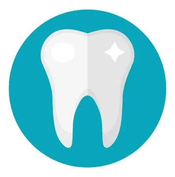 Healthy white teeth. Icon flat style. Dentistry, dentist concept. Isolated on Stock Illustration
