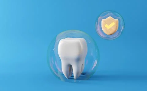 Healthy white tooth in bubble, Shield protect, Oral health and dental inspe.. Stock Illustration