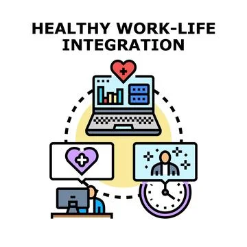 Healthy work life integration achieving personal professional balance Stock Illustration