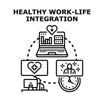 Healthy work life integration achieving personal professional balance Stock Illustration