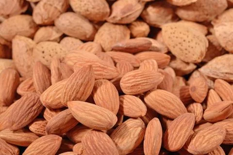Heap of almonds close up Stock Photos
