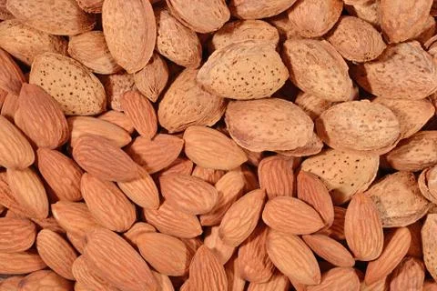 Heap of almonds close up Stock Photos