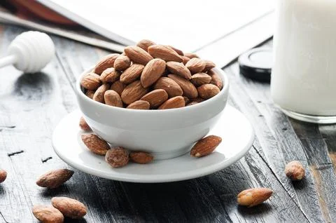 Heap of almonds Stock Photos