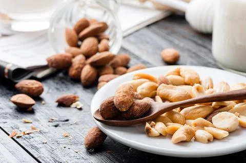 Heap of almonds Stock Photos