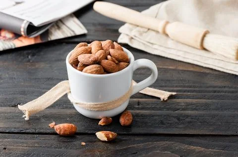 Heap of almonds Stock Photos