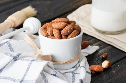 Heap of almonds Stock Photos