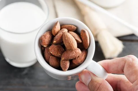 Heap of almonds Stock Photos