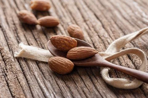 Heap of almonds Stock Photos